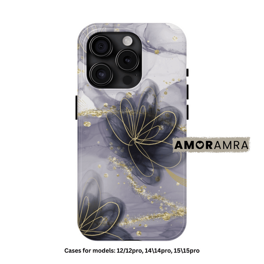 Elegant Black and Gold Floral iPhone Case