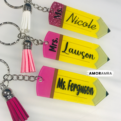 Personalized Teacher Name Pencil Keychain