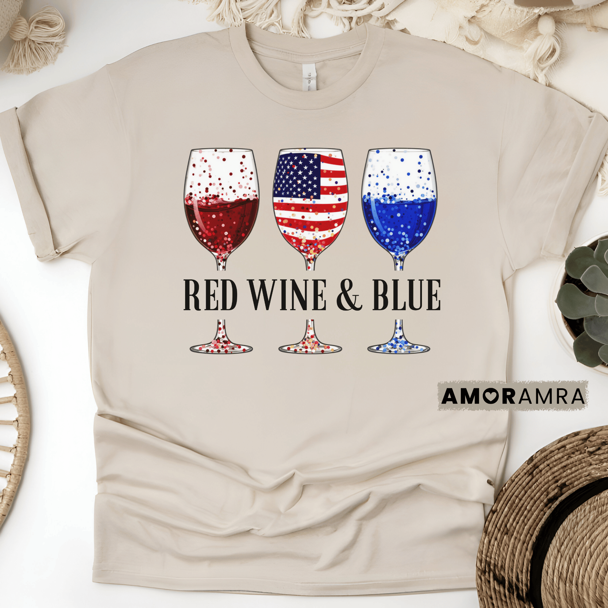 Red Wine and Blue Shirt | 4th of July Tee - Amor Amra