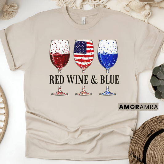 Red Wine and Blue Shirt | 4th of July Tee