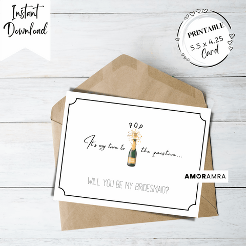 Printable Bridesmaid Proposal | Pop the Question - Amor Amra