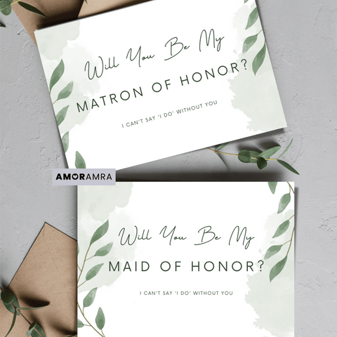 Printable Bridesmaid Proposal | Floral Green - Amor Amra