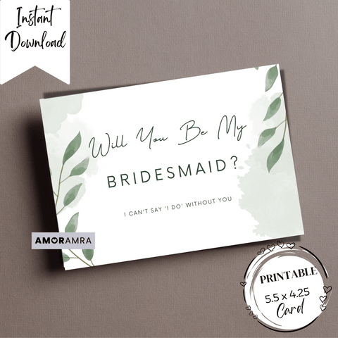 Printable Bridesmaid Proposal | Floral Green - Amor Amra