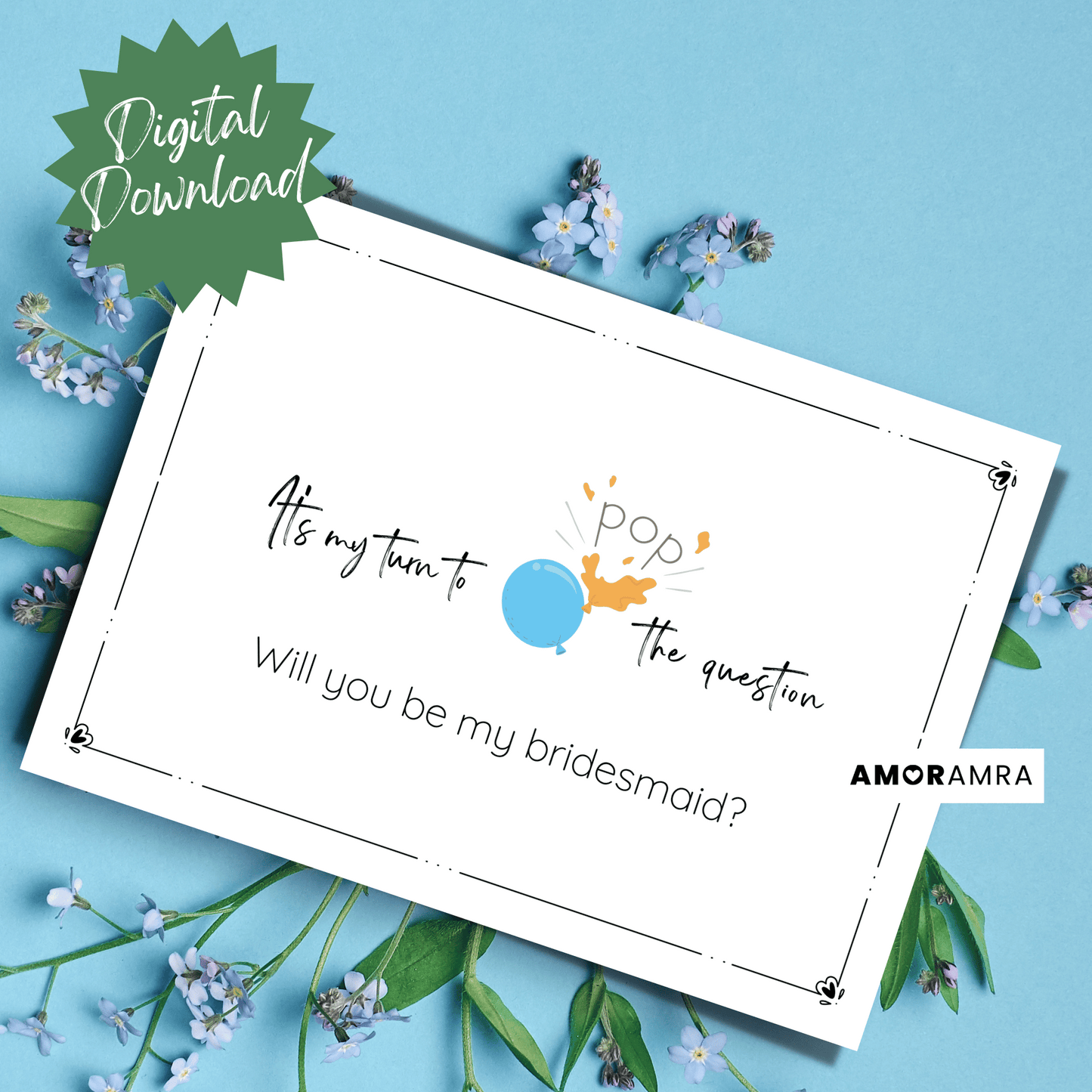 Printable Bridesmaid Proposal | Pop Question Card - Amor Amra