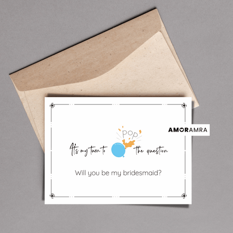 Printable Bridesmaid Proposal | Pop Question Card - Amor Amra