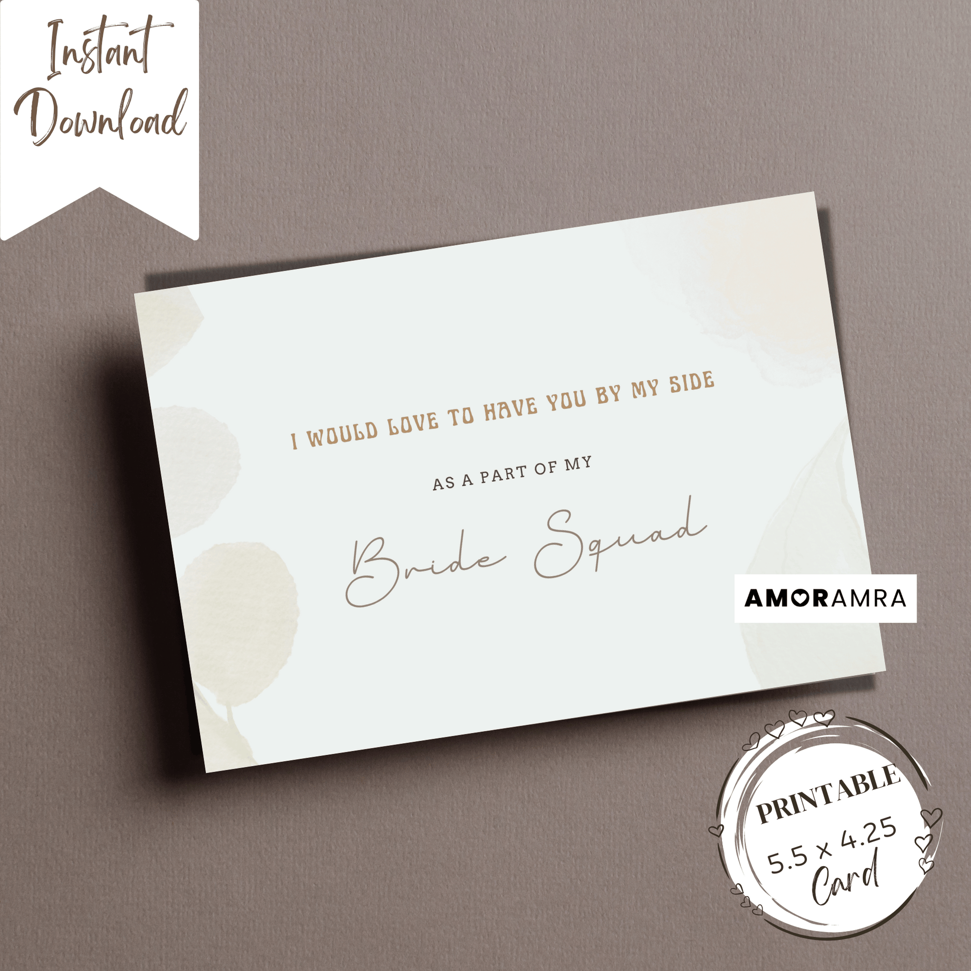 Printable Bridesmaid Proposal | Bride Squad Card - Amor Amra