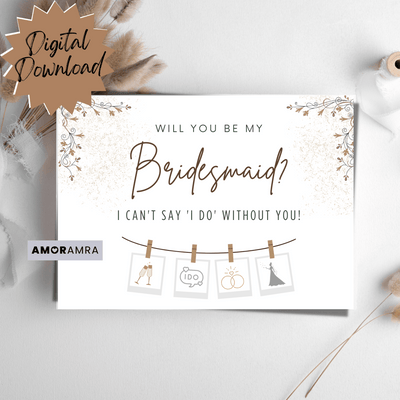 Printable Bridesmaid Proposal | Maid of Honor Card - Amor Amra