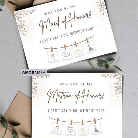 Printable Bridesmaid Proposal | Maid of Honor Card - Amor Amra