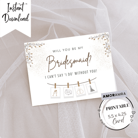 Printable Bridesmaid Proposal | Maid of Honor Card - Amor Amra