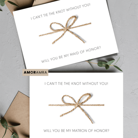 Printable Bridesmaid Proposal | Matron of Honor | Tie the Knot - Amor Amra