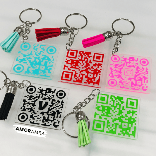 Colorful QR code keychains with tassels QR Code Keychain, Website Business Keychain, Social Media QR Code Scan, Scannable Song Keychain, Digital Keychain, Scan To Pay Keychain