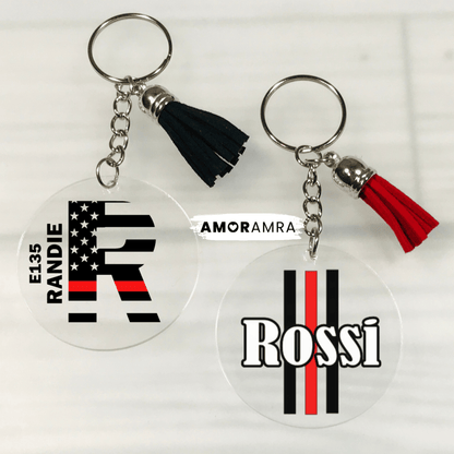 Personalized Thin Red Line Keychain - Amor Amra