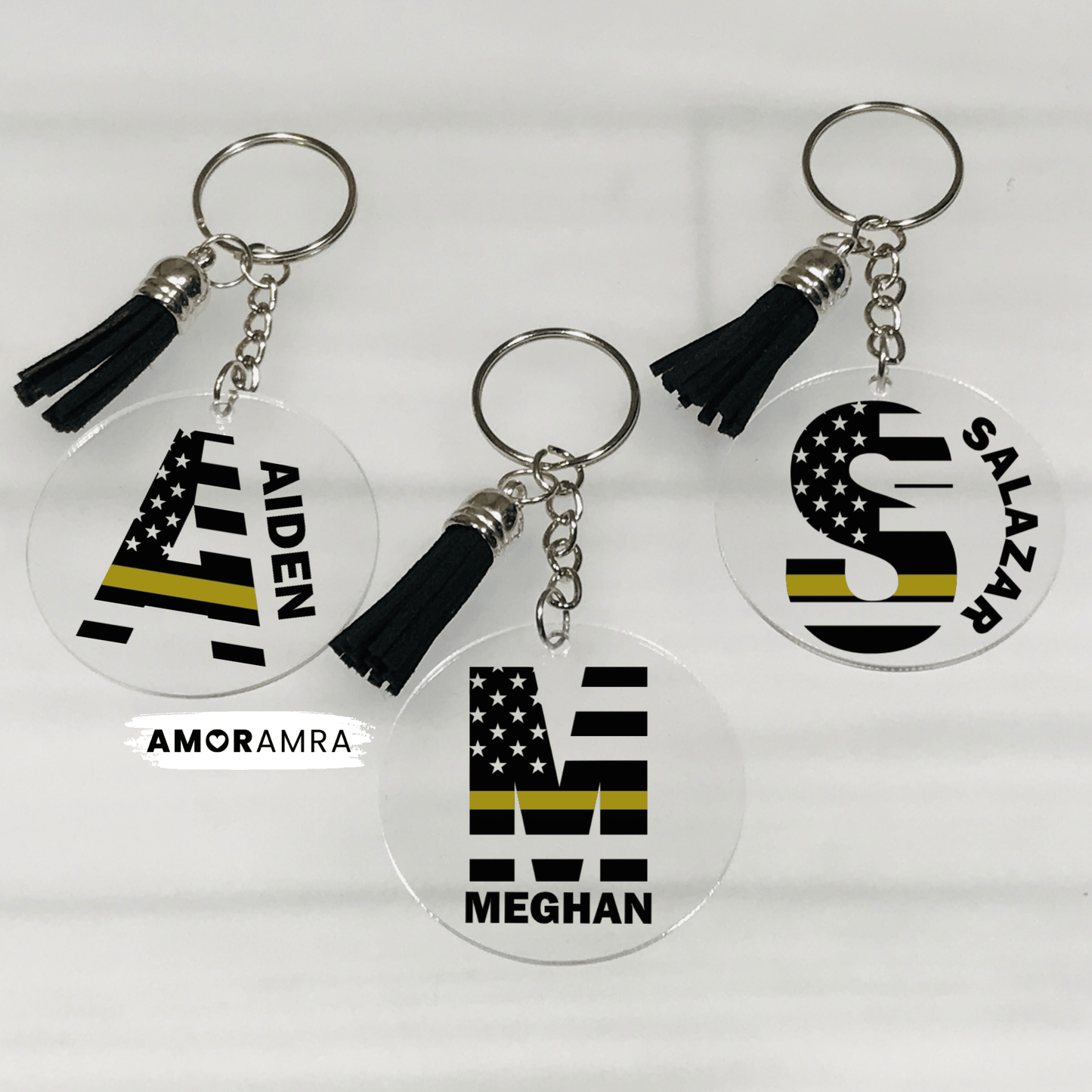 Personalized Thin Gold Line Keychain | 911 Dispatcher Gift