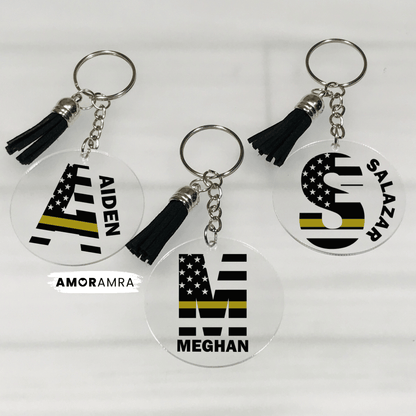 Personalized Thin Gold Line Keychain | 911 Dispatcher Gift