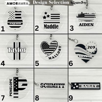 Personalized Thin Silver Line Keychain