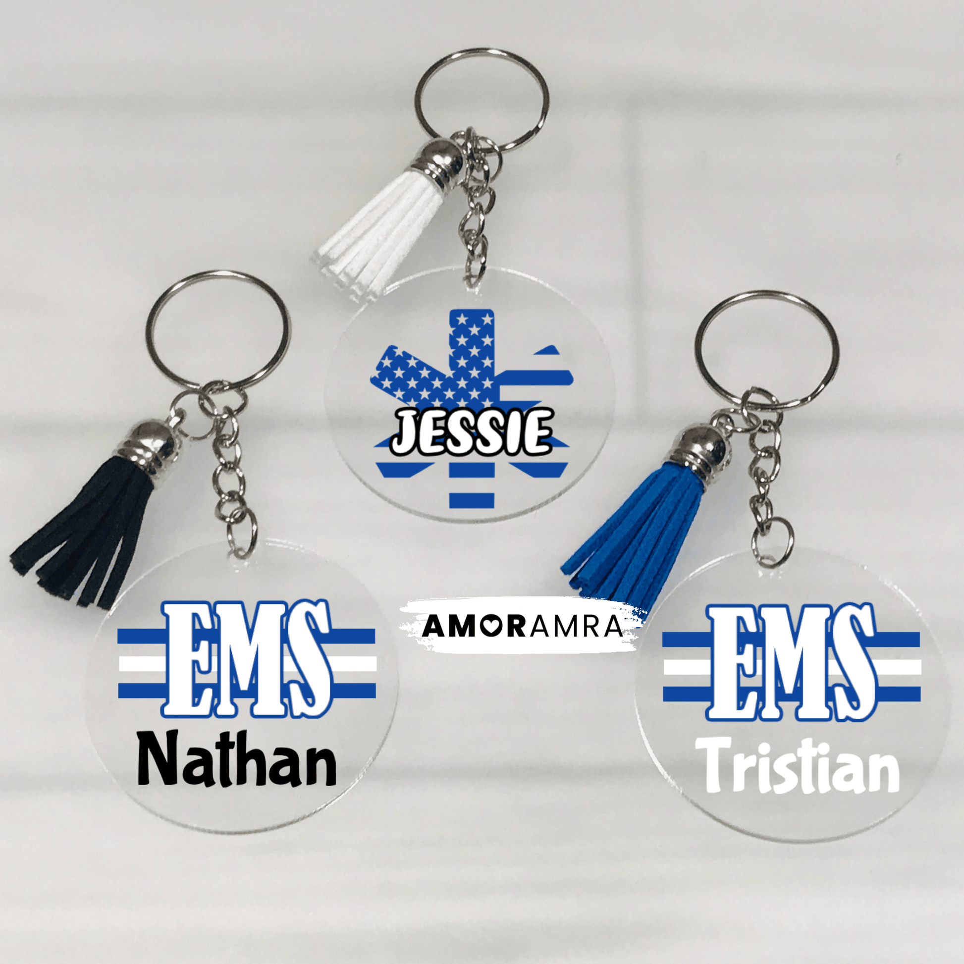 Personalized Thin White Line Keychain - Amor Amra