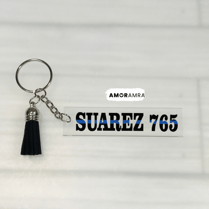 Personalized Thin Blue Line Keychain - Amor Amra