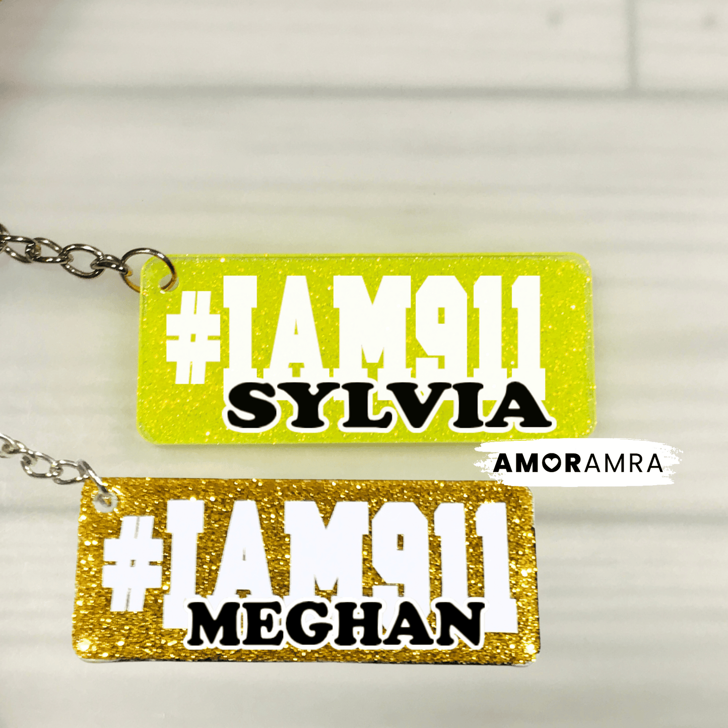 Personalized Thin Gold Line Keychain | 911 Dispatcher Gift - Amor Amra