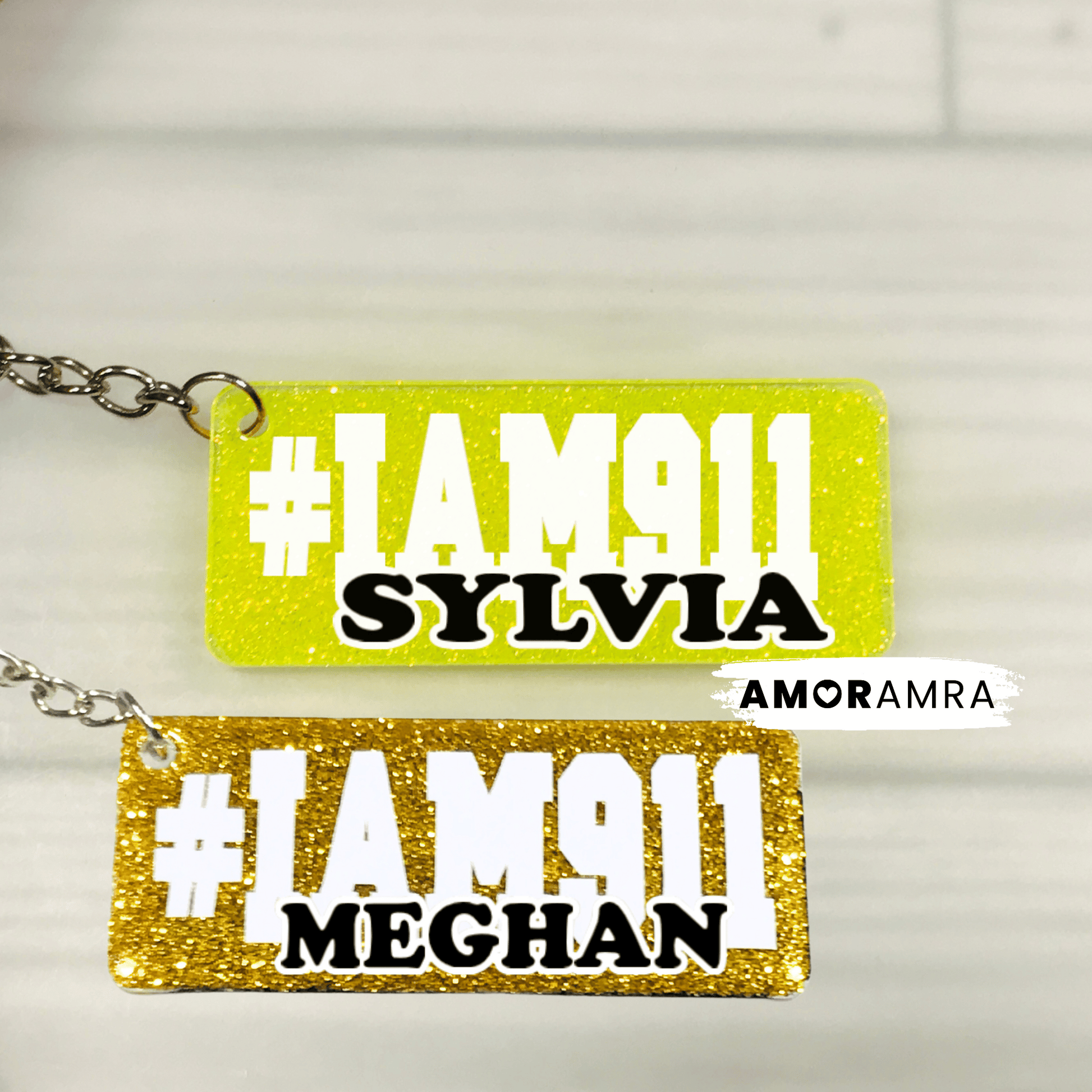 Personalized Thin Gold Line Keychain | 911 Dispatcher Gift - Amor Amra