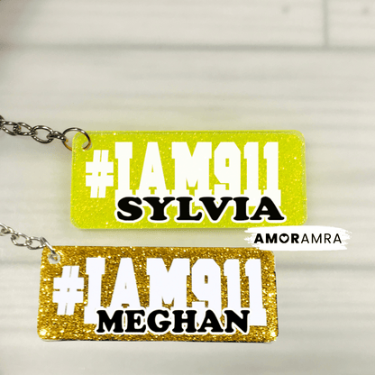 Personalized Thin Gold Line Keychain | 911 Dispatcher Gift - Amor Amra