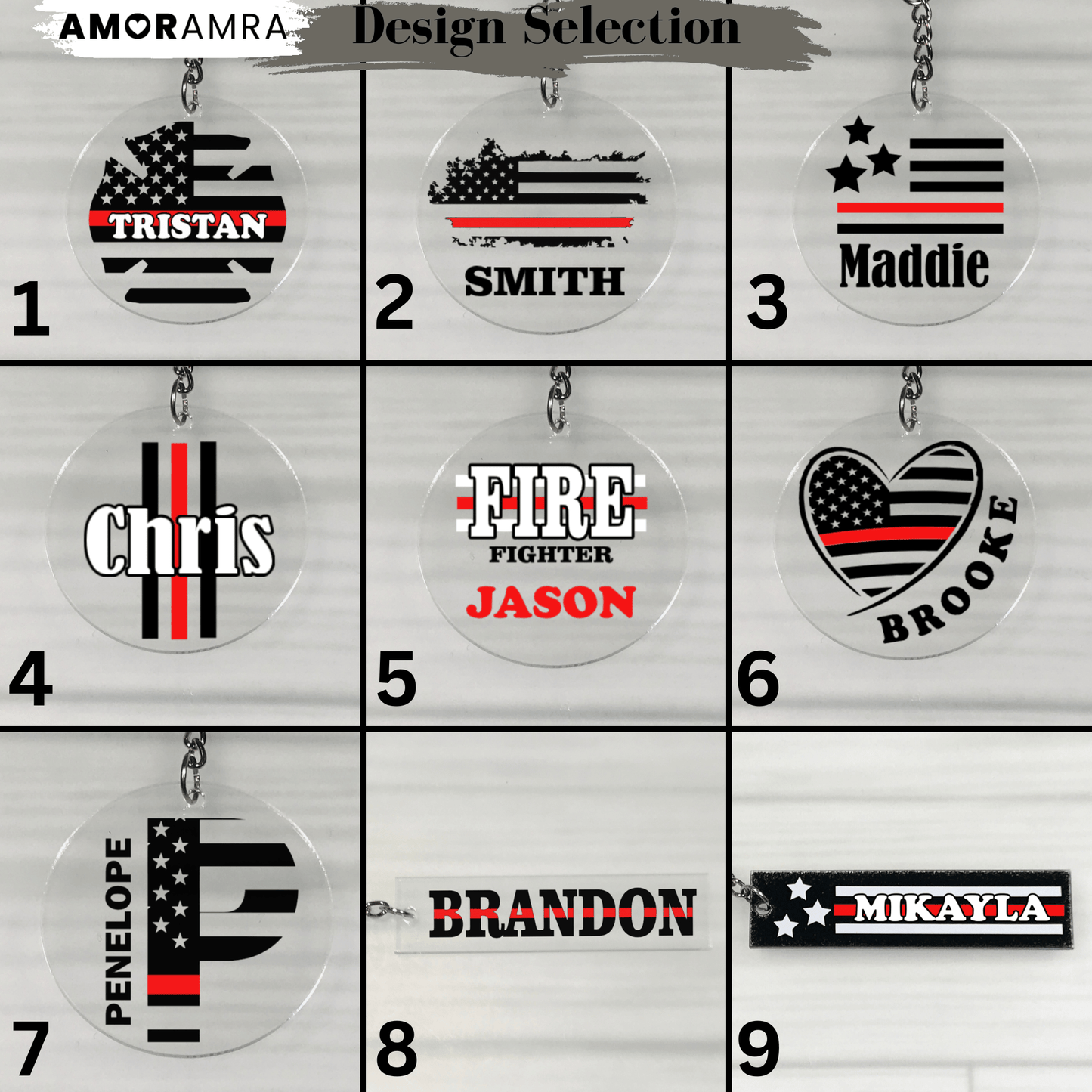 Personalized Thin Red Line Keychain
