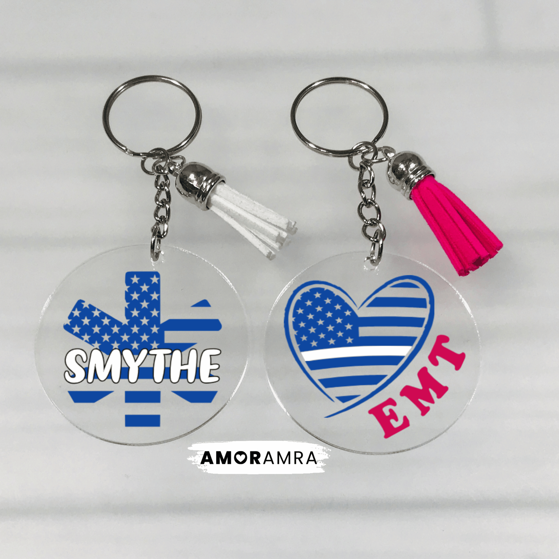 Personalized Thin White Line Keychain - Amor Amra