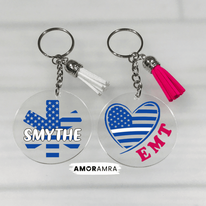 Personalized Thin White Line Keychain - Amor Amra