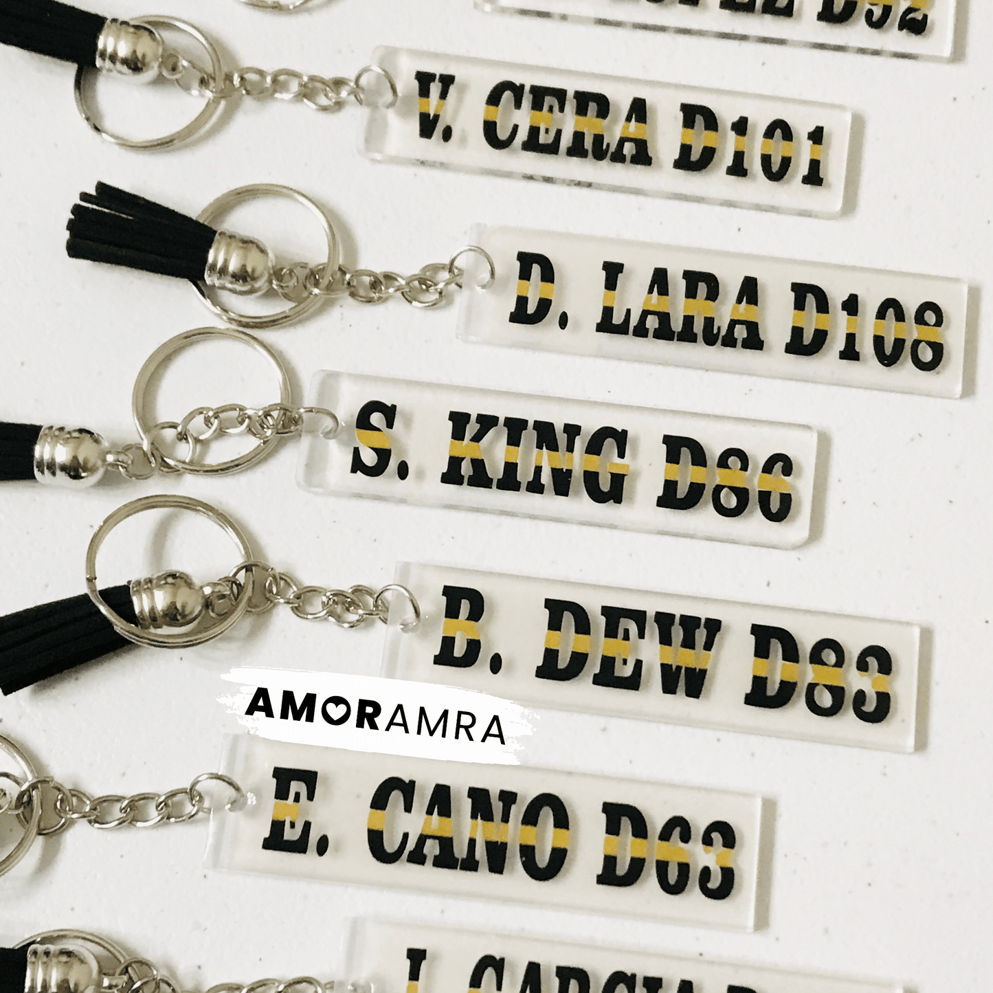 Personalized Thin Gold Line Keychain | 911 Dispatcher Gift - Amor Amra