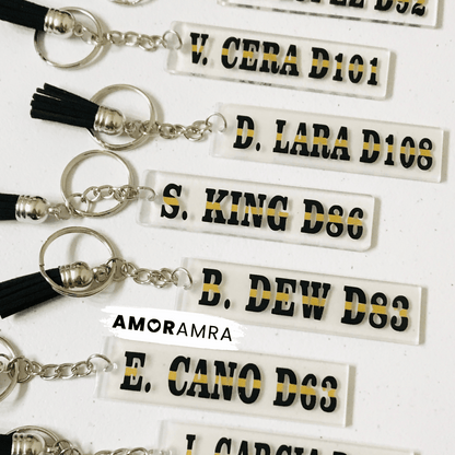 Personalized Thin Gold Line Keychain | 911 Dispatcher Gift - Amor Amra
