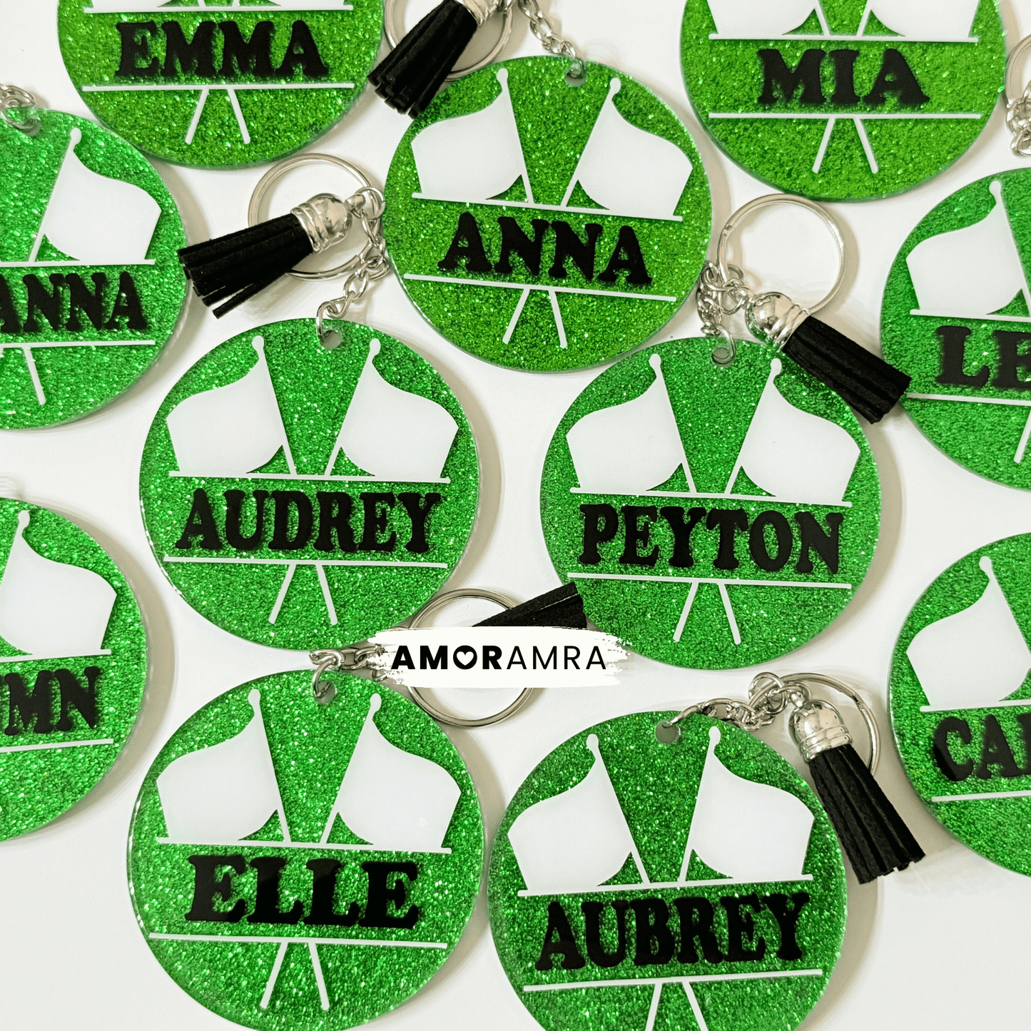 Personalized Glitter Color Guard Keychain
