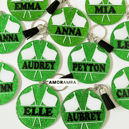 Personalized Glitter Color Guard Keychain