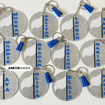Personalized Glitter Color Guard Keychain