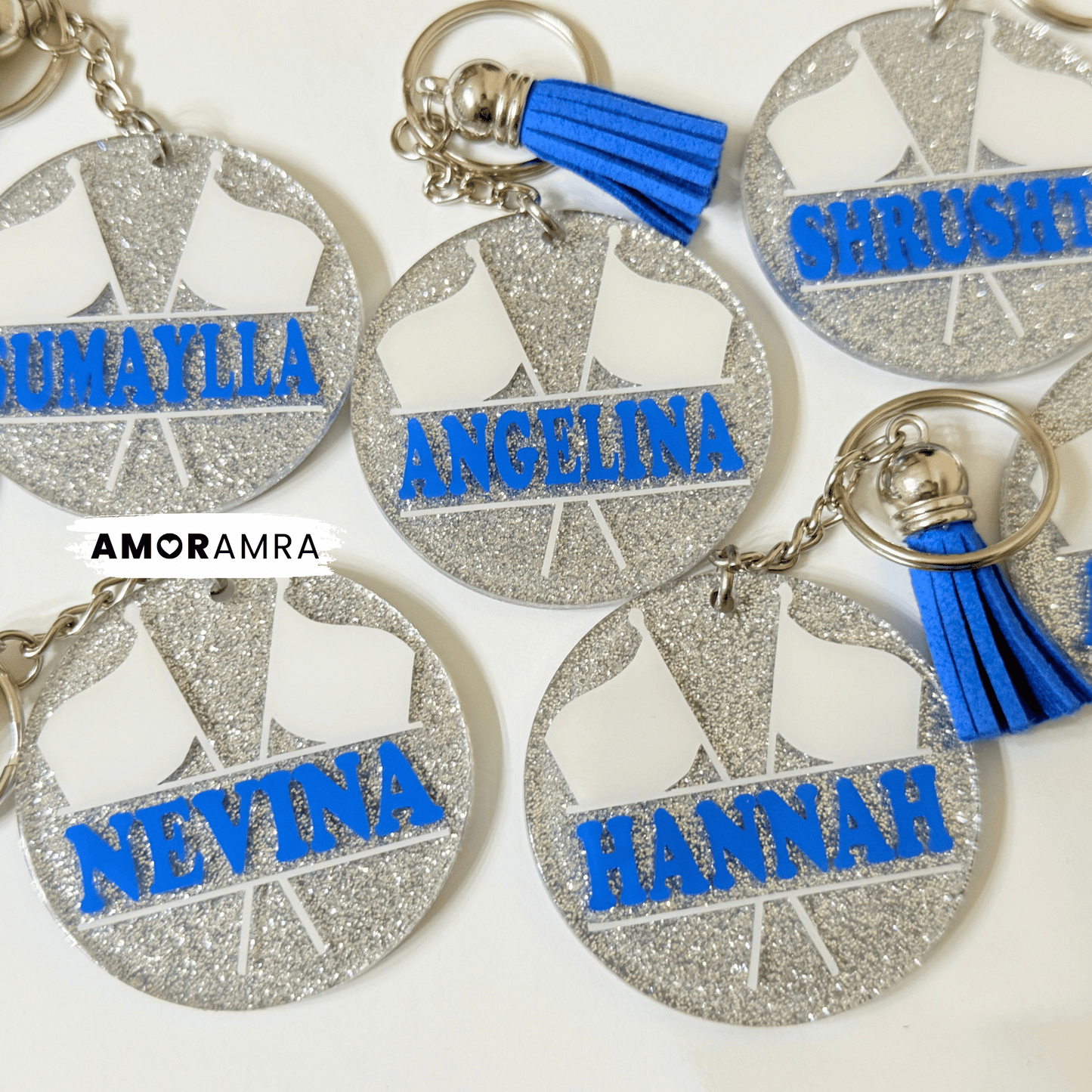 Personalized Glitter Color Guard Keychain