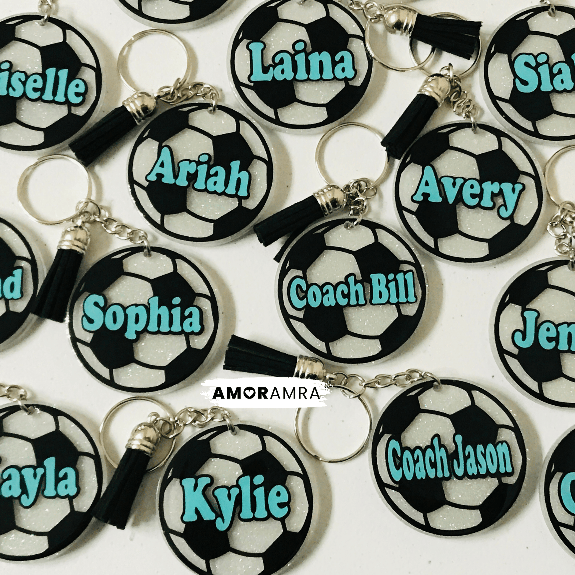 Personalized Soccer Keychain | Fútbol Bag Tag - Amor Amra