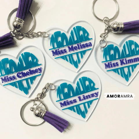 Personalized Teacher Acrylic Keychain | Teacher Appreciation Gift - Amor Amra