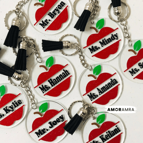 Personalized Teacher Acrylic Keychain | Teacher Appreciation Gift - Amor Amra