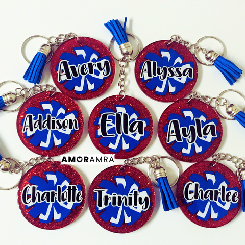 Glitter Cheerleader Keychain - Cheer Gift