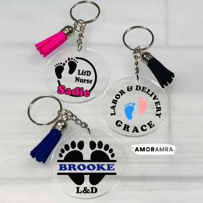 Personalized Labor and Delivery Nurse Keychain