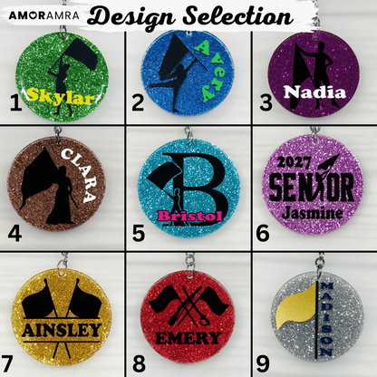 Personalized Glitter Color Guard Keychain