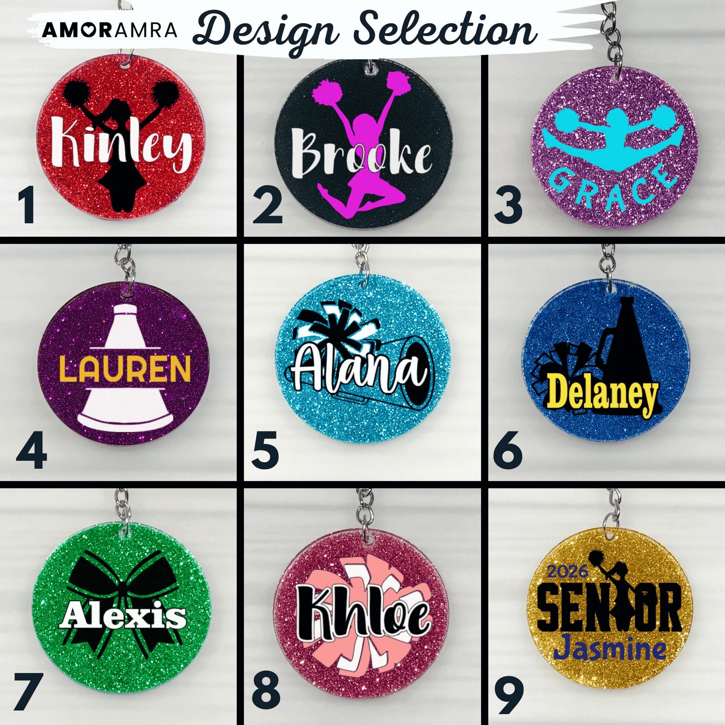 Glitter Cheerleader Keychain - Cheer Gift - Amor Amra