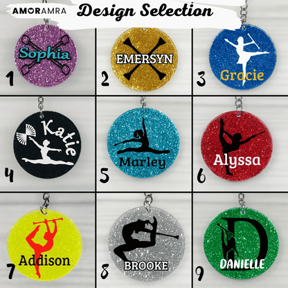 Personalized Glitter Baton Twirler Keychain | Twirling Gift - Amor Amra