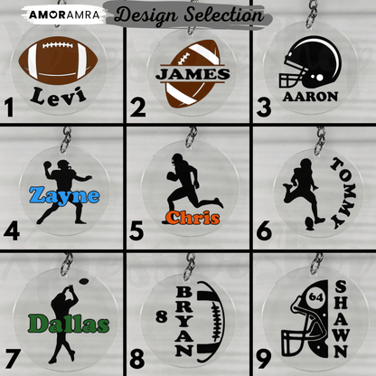 Personalized Football Keychain | Helmet Bag Tag - Amor Amra