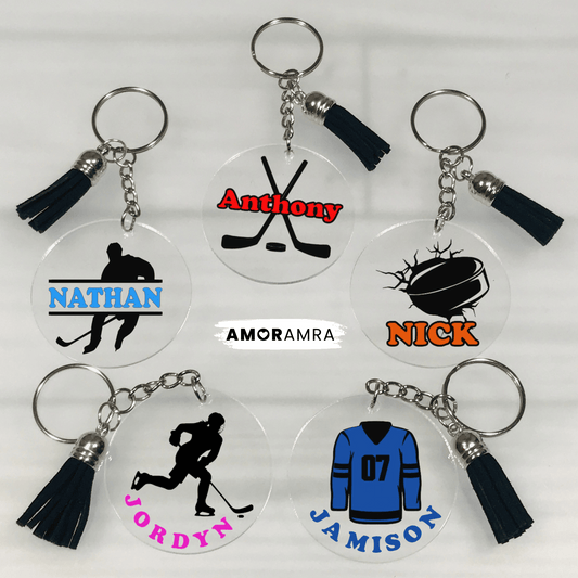 Personalized Ice Hockey Keychain