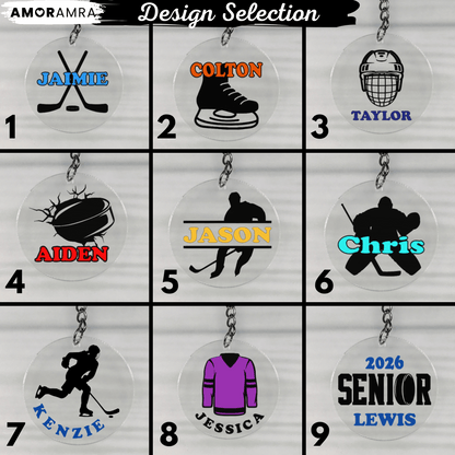 Personalized Ice Hockey Keychain