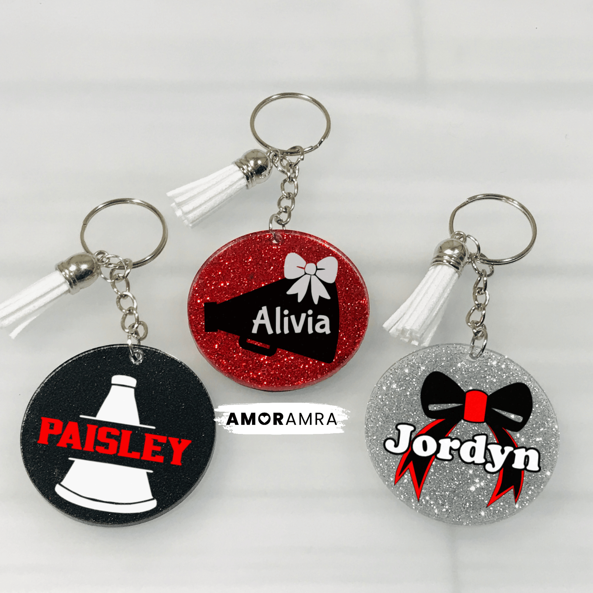 Glitter Cheerleader Keychain - Cheer Gift - Amor Amra