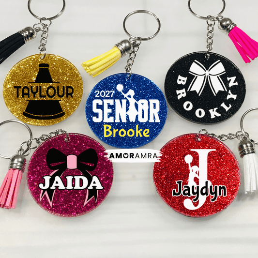 Glitter Cheerleader Keychain - Cheer Gift - Amor Amra