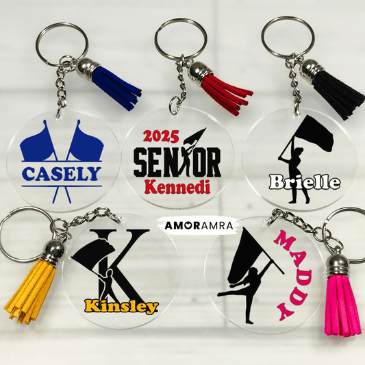 Personalized Color Guard Keychain, Color Guard Bag Tag, Color Guard Gift, Majorette Dance Gift, Marching Band Color Guard, Color Guard Flags
