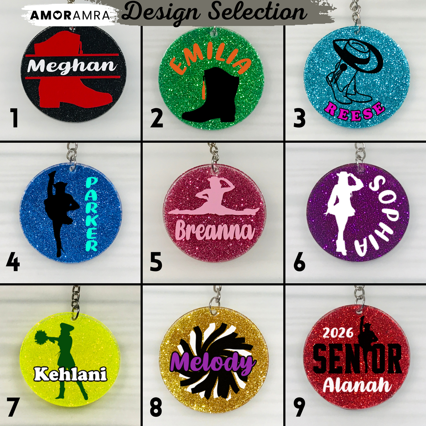 Personalized Glitter Drill Team Keychain