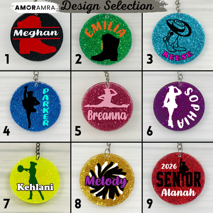 Personalized Glitter Drill Team Keychain