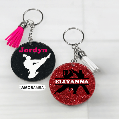 Personalized Glitter Martial Arts Keychain